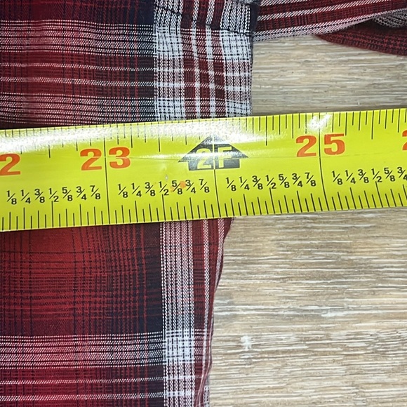 Men’s Wrangler red and white plaid pearl snap long sleeve shirt with pockets XL - Picture 10 of 10
